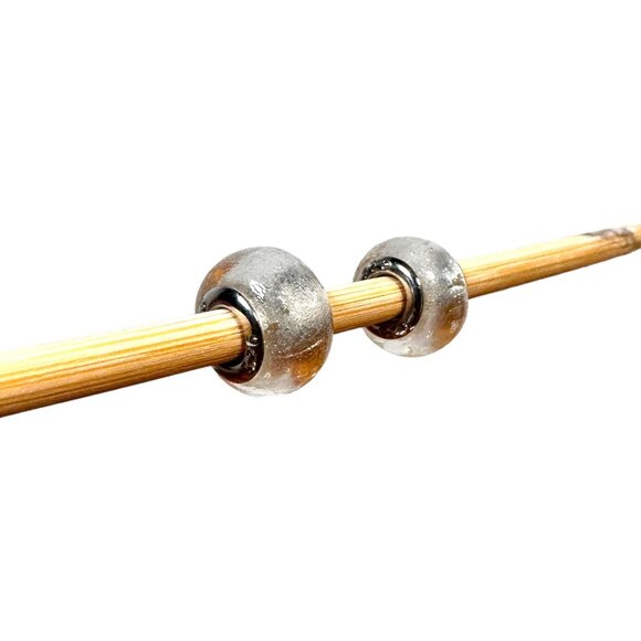 Silver Reflections Glass Beads Charms, 10mm, set of 2, 925 Bales, Snake Bracelet - Picture 3 of 8